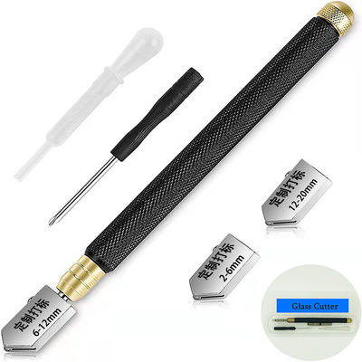 Công cụ cắt thủy tinh 2mm với tay cầm chứa dầu và tay cầm thép đen 145mm